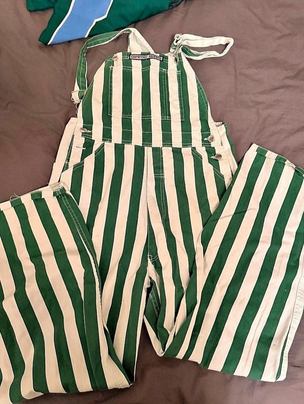 Tulane Game Day Green & White Striped Overalls